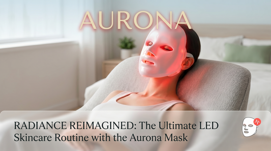 Aurona LED red light therapy mask alongside other anti-aging skincare devices on marble surface - ultimate guide to anti-aging skincare devices 2026